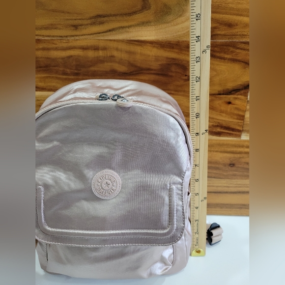 KIPLING BACKPACK METALLIC GOLD ROSE Matta Up Bag Medium NEW - Picture 12 of 15